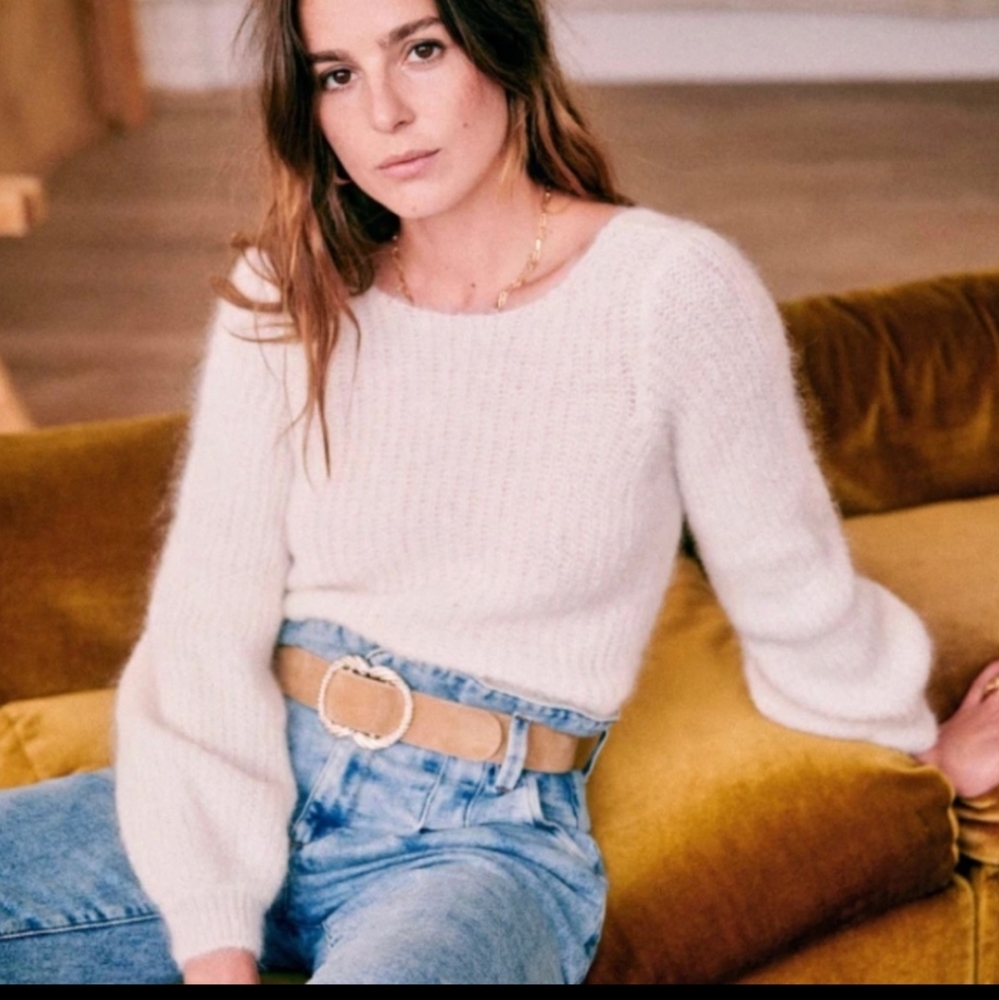 Sezane luci jumper in ecru white